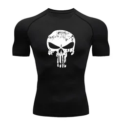 Marvel's The Punisher Compression Shirt Men Superhero Anime Gym Shirt Quick Drying Athletics Tops Tees Summer Fitness Basketball