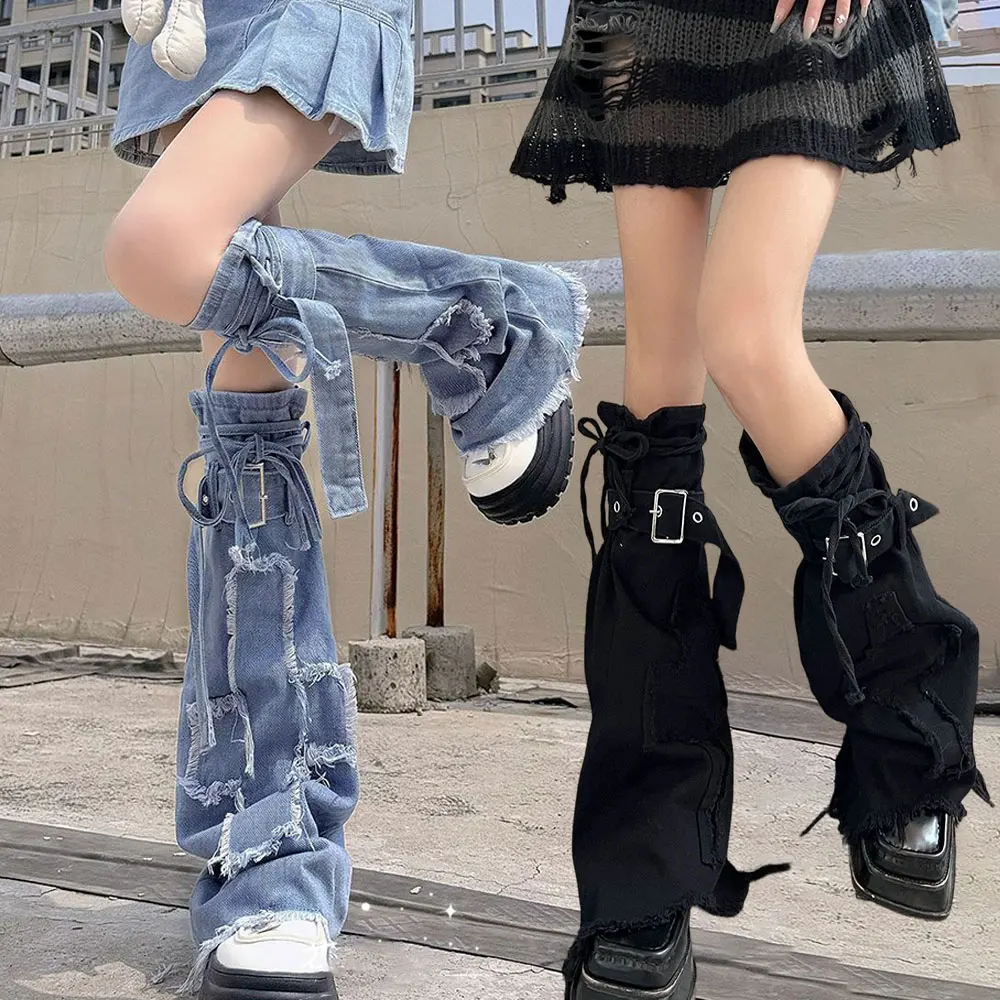 ロリータ-y2k-レッグウォーマー-原宿ヴィンテージ-レッグスリーブ-ドローストリングストラップ-パンク-カーフソックス-ゲイター-レッグスリーブ-カーフソックス-ゲイター-ソックス