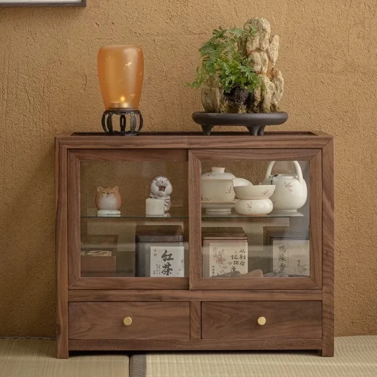 Glass Storage Dustproof Tea Set Cabinet Dustproof Shelf Display Cabinet