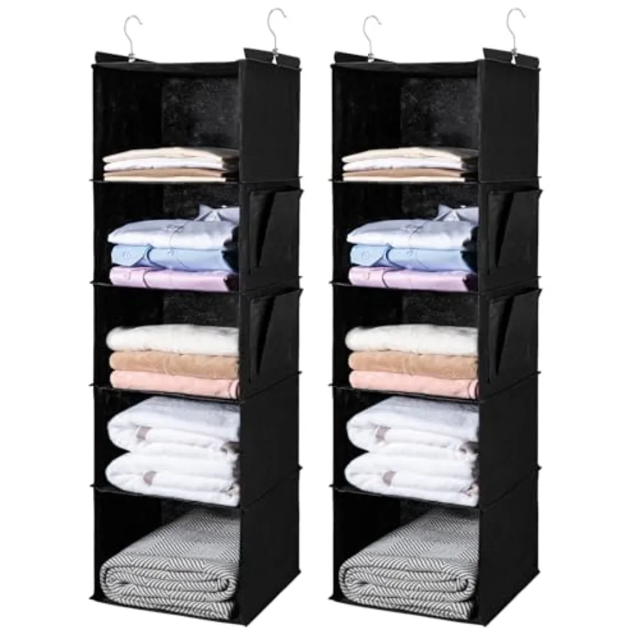 

Подвесной органайзер для шкафа и полки: 5 подвесных полок с боковыми карманами, складной, для хранения