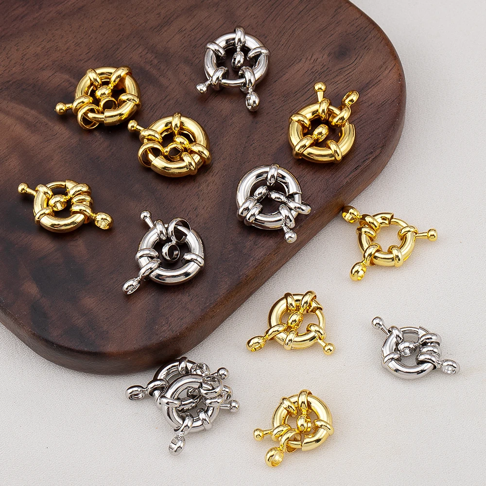 1/4pcs 18K Gold Color Plated Sailor Clasps Bracelet Charms End Connectors Spring Clasps For DIY Jewelry Making Necklace Findings