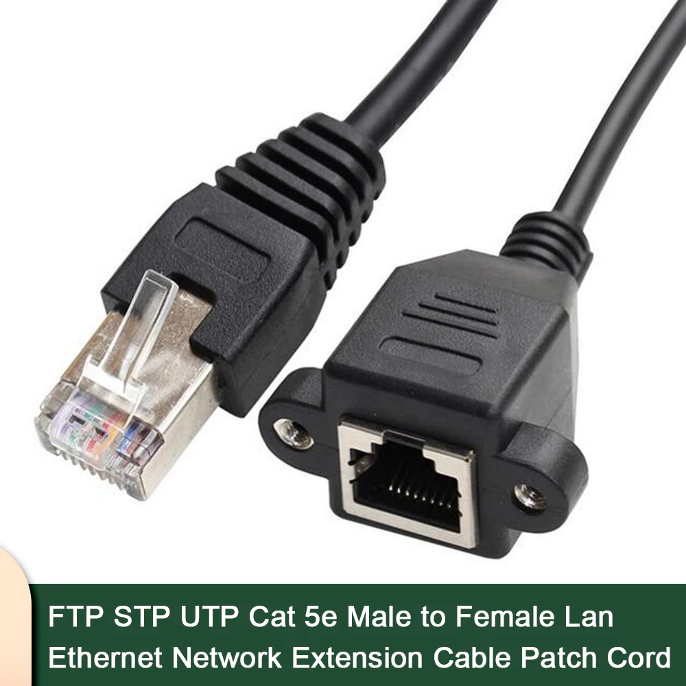 Cat5e RJ45 8P8C Male to Female Panel Mount Ethernet Network Cable UTP FTP STP LAN Cable 3ft/5ft/30cm/60cm/1m/1.5m/2m/3m