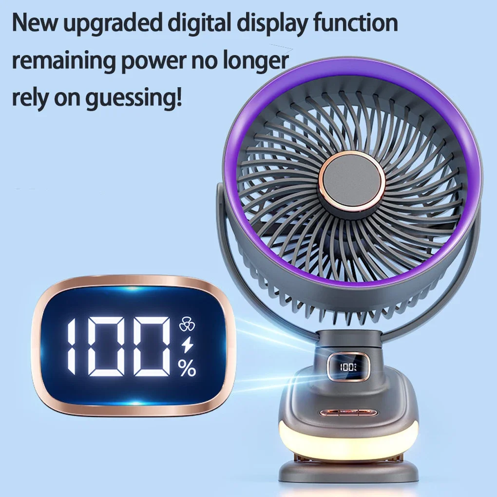 Mini Clip Desk Fan Mute 3-in-one 5 levels Rechargeable 270° Adjustable Wireless Fan for Home Room