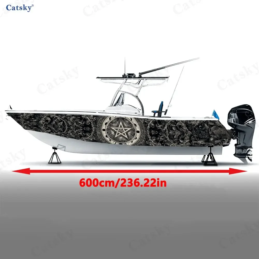 2Pcs Vine star rune Boat Stickers, PVC Waterproof Durable Vinyl Wrap Decals for Fishing Boats, Durable and Stylish Design