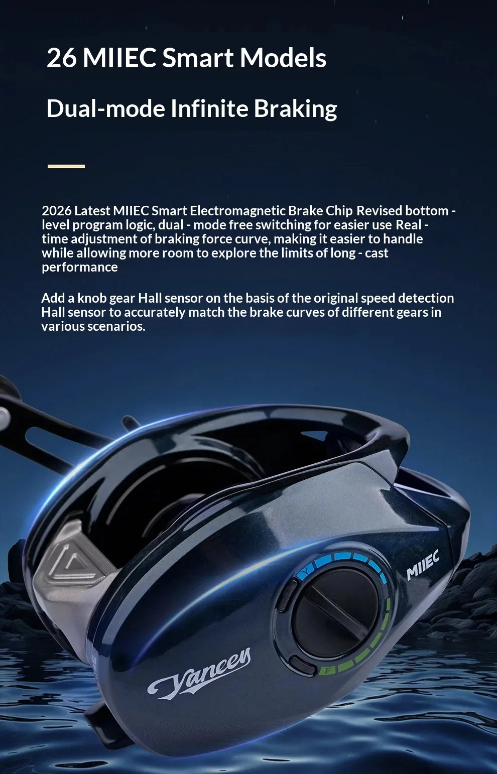 Neue DMK Baitcasting-Rolle für Weitwurf-Salzwasserangeln, Miiec Smart Dual-Mode, stufenlose Bremse für erfahrene Angler. – Detail 5