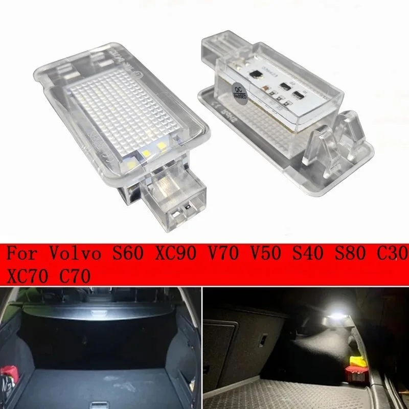 2pcs For Volvo C30 C70 II S40 II S60 S80 V50 V70 XC70 XC90 6000k LED Luggage Compartment Light Trunk Footwell Lamps 30754448