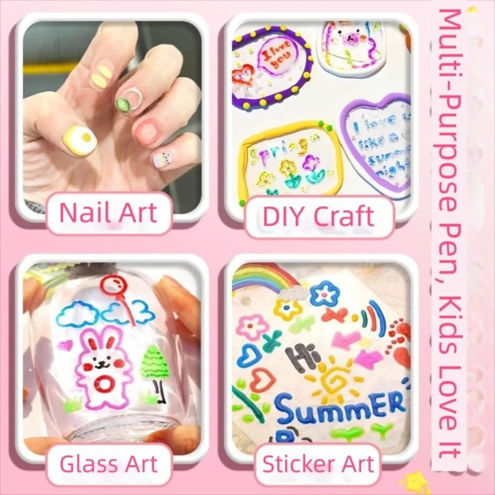 

12pcs Set Fun Glitter Gel 3D Fluorescent Pen DIY Craft Art Supplies Highlighter Pen Greeting Card Contour Pen Scrapbooking