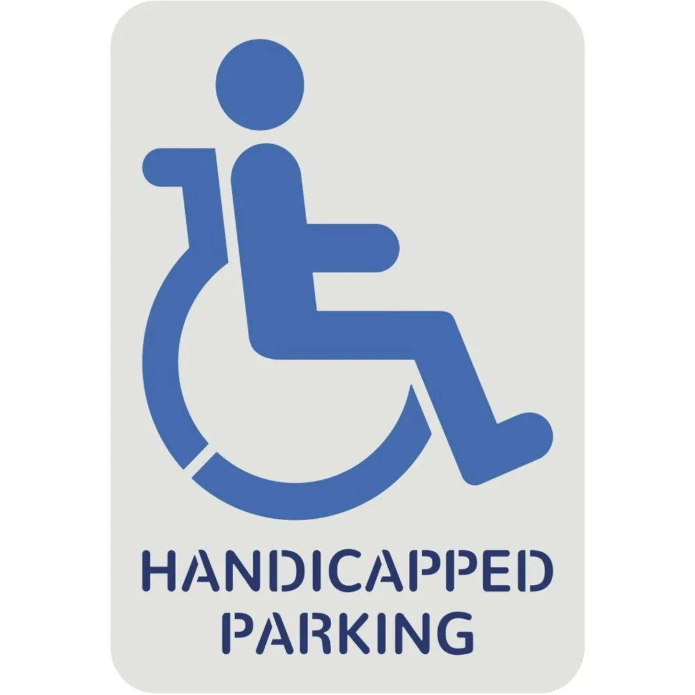 Handicap Stencil Template 11.7x8.3 inch Plastic Handicap Painting Stencil Handicap Symbol with Handicapped Parking Word