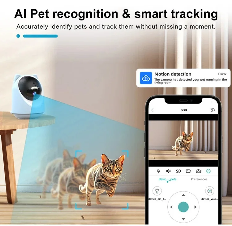 Pet Monitor,Automatic Interactive Cat Laser Toy Wireless Pet Camera Rotatable Control Orientation Pet Viewer Laser