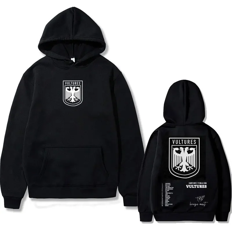 Rapper Kanye West Vultures Album Cover Print Hoodie Men Hip Hop Fashion Sweatshirt Music Graphic Hoodies Male Casual Streetwear