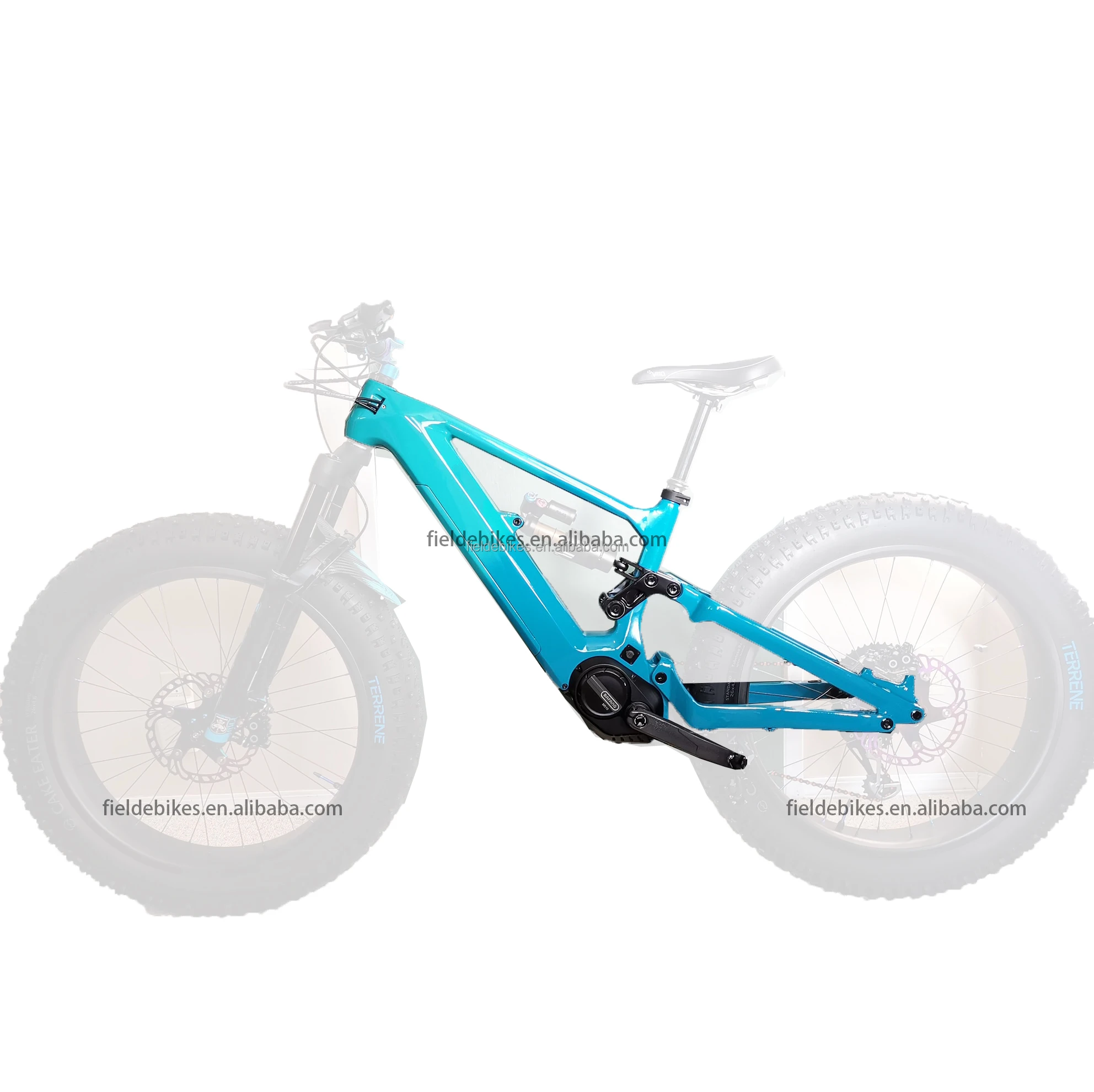 Dengfu E10 Front Triangle and E23 Rear Triangle Carbon Fiber Fat Tire Ebike Frame with 840WH Battery and Bafang M510 M560 Motor