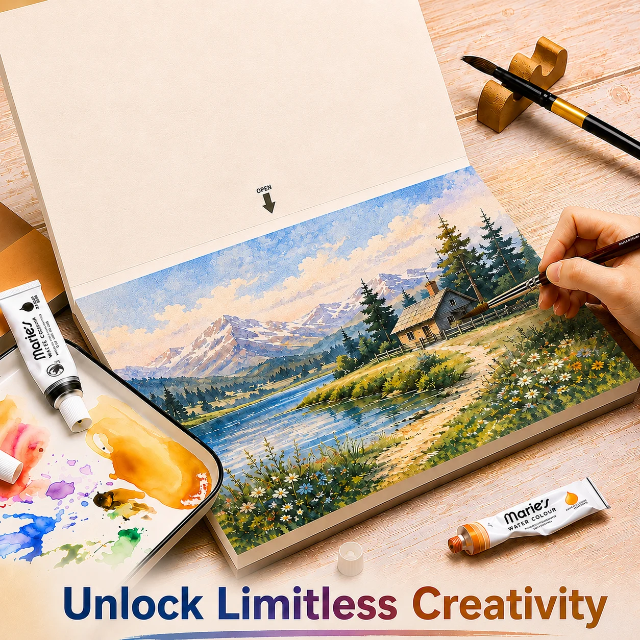2pcs Professional Watercolor Paper Pad 200gsm/94lb, 16K Hand Painted Watercolor Sketchbook, for Artists, Hobbyists and Adults