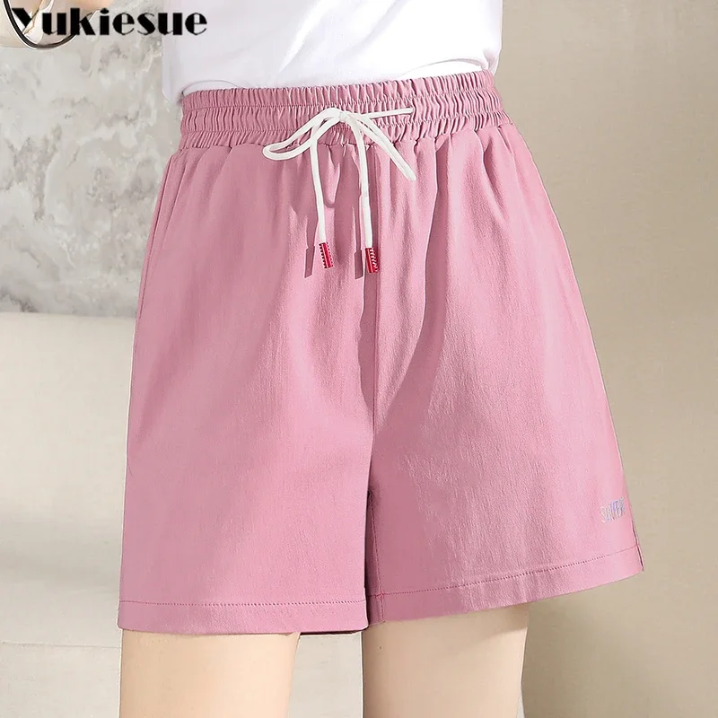 

Летние модные крутые короткие брюки, спортивные широкие женские шорты, уличные свободные розовые, белые шорты, женские Harajuku BF S-4XL