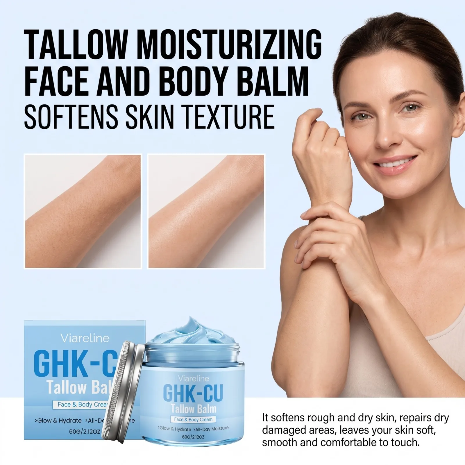 Copper Peptide Blue GHK-CU Tallow Cream Face Cream Hydrating Neck Moisturizer Body Skin Care Firming Soften Honey Nourishing