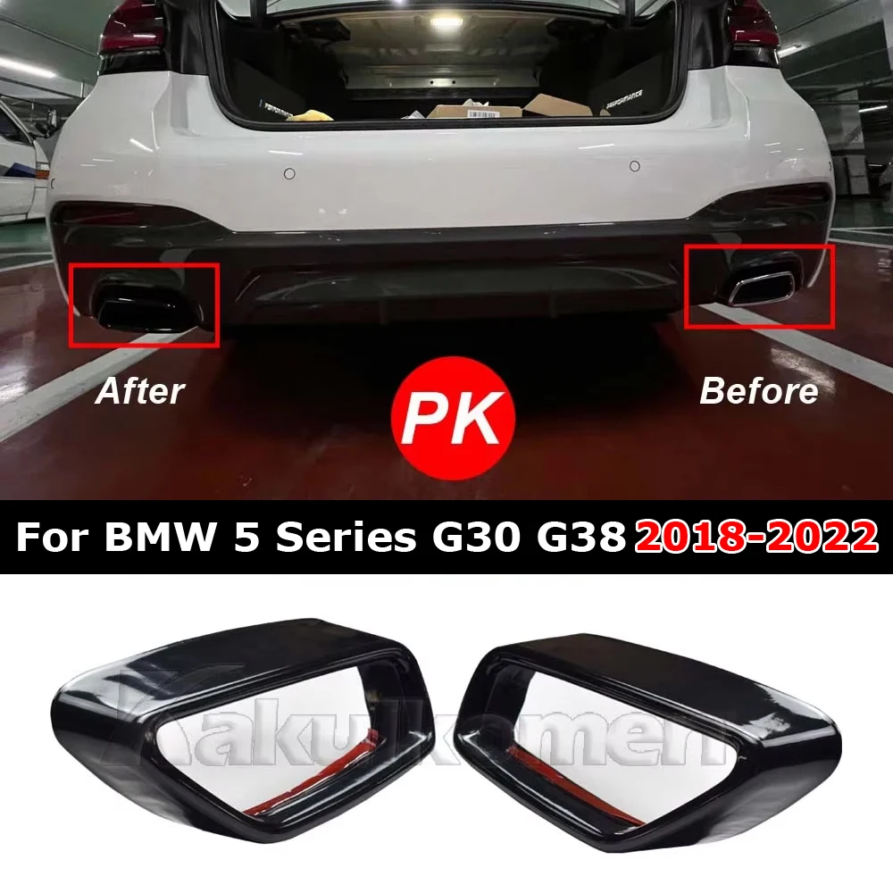 Edelstahl Schwarz Auto Auspuffrohr Abdeckung Aufkleber Außenmodifikation Autozubehör Für BMW 5er G30 G31 2018-2021