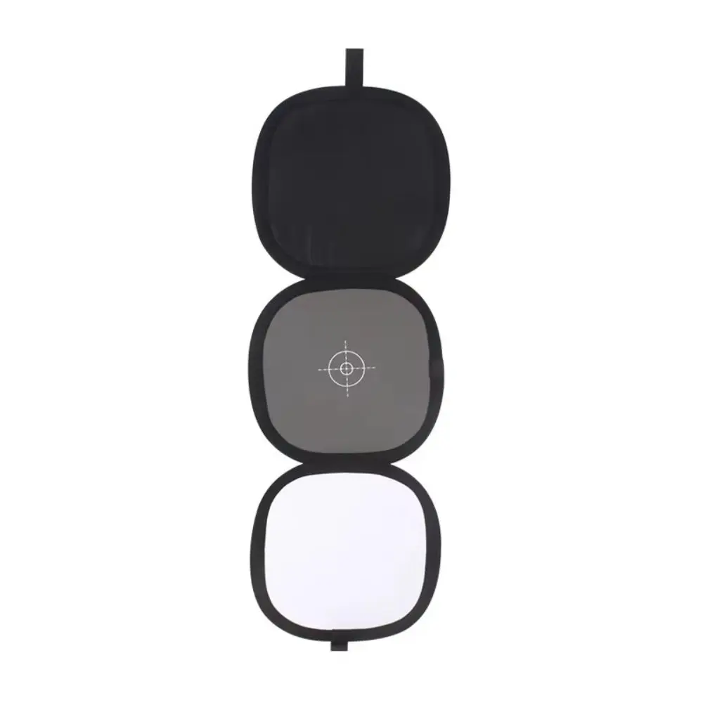 Two Sides Trifold Reflector Hand Hold Collapsible Disc Gray/White Balance Card 3in1 Focus Board Light Diffuser