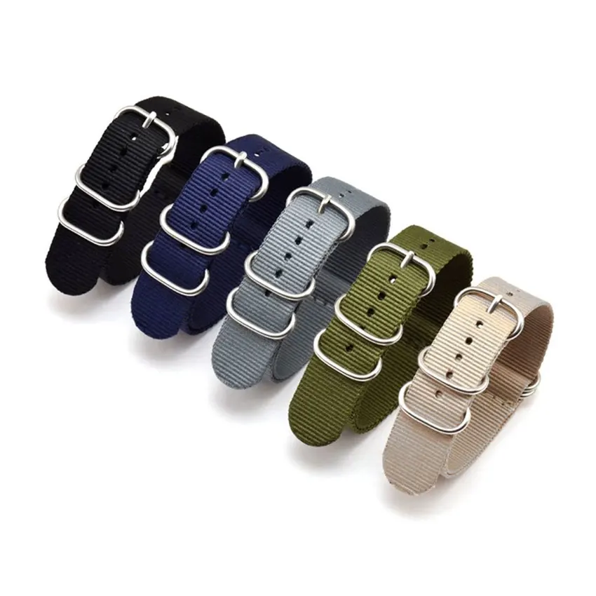 Nylonarmband, 18 mm, 20 mm, 22 mm, 24 mm, solides Armband, Militärstoff, Nylon-Uhrenarmbänder, gewebte Riemen, Bänder, schwarzer Schnallengürtel