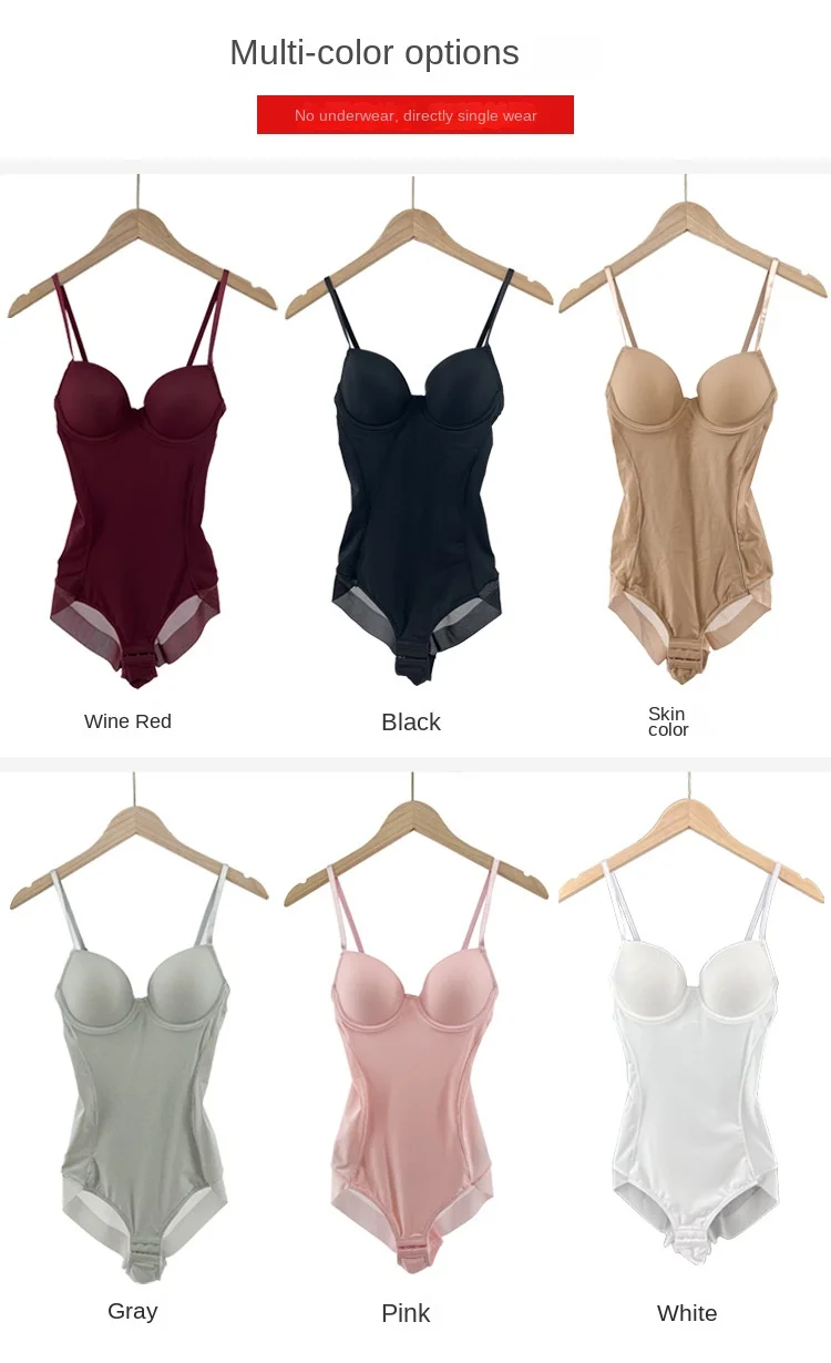 Picture 7: Underwire Black Bodysuit Women Shapers Stretch Solid Color Silky Underwear Shapewear