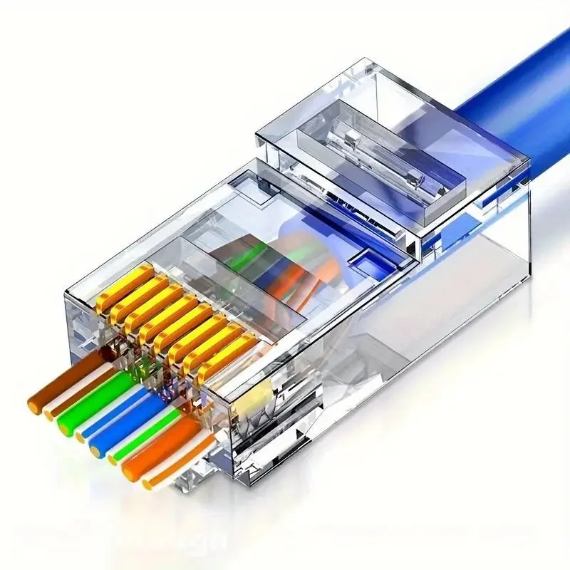 50PCs RJ45 Connector Connector Network Unshielded RJ45 Perforated Crystal Head Network Cable