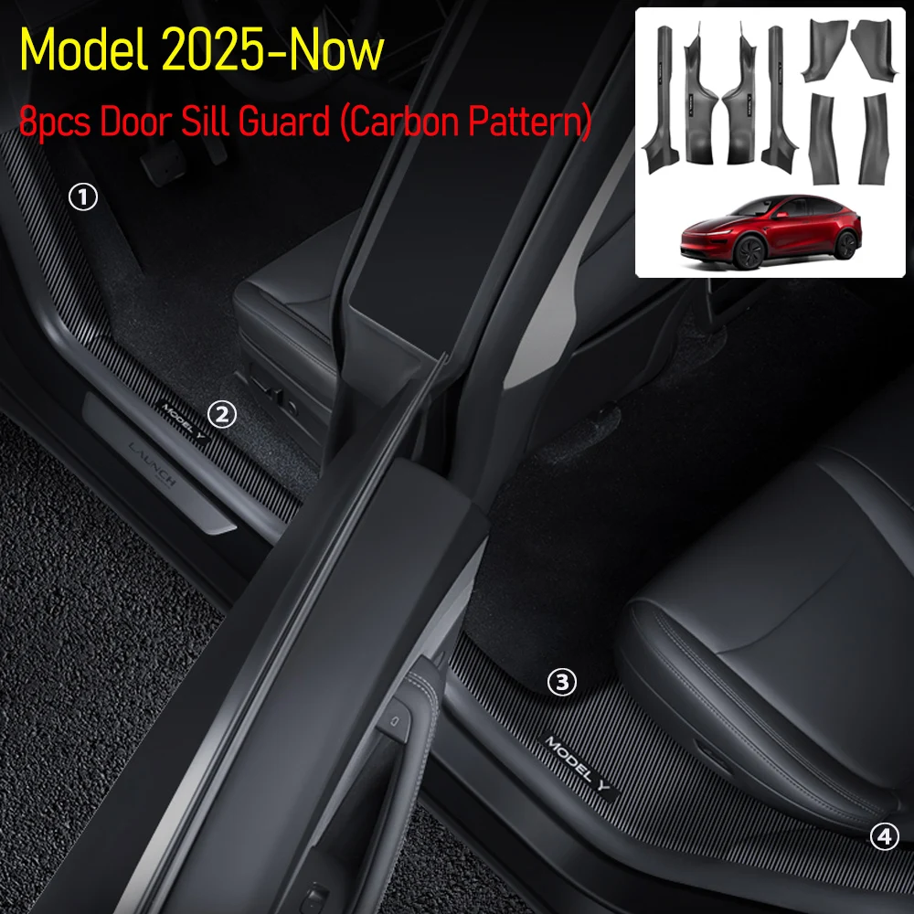 

Аксессуары для Tesla Model Y Juniper 2025 2026, защита на порог передней и задней двери, протестор, накладка на порог, защитный коврик