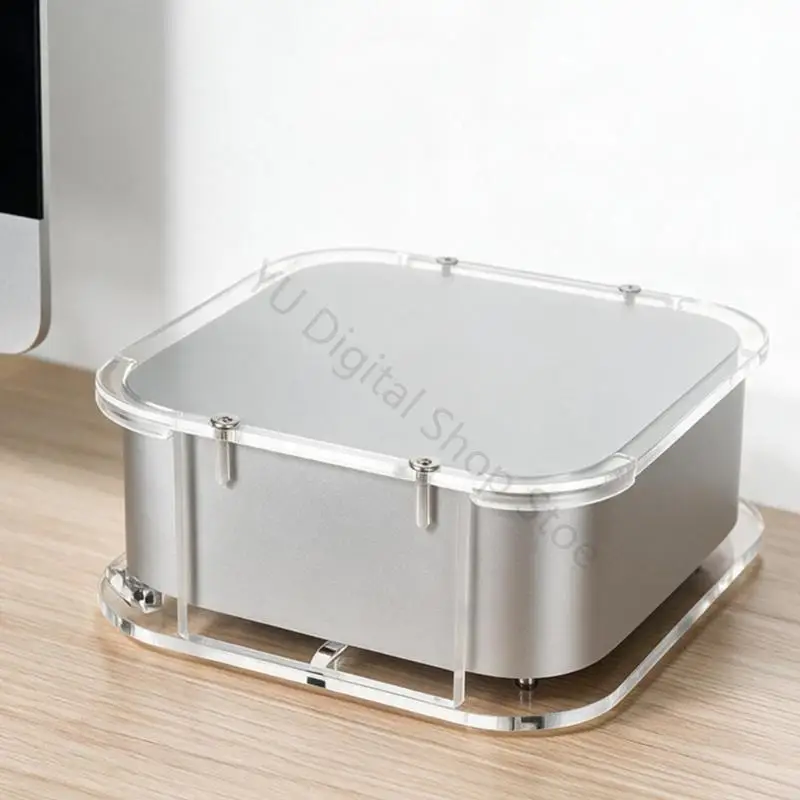 96BA Acrylic Desktop Stand Case with Support Shell and Mounting Hardware, Clear Holder for Small Computer Placement on Office
