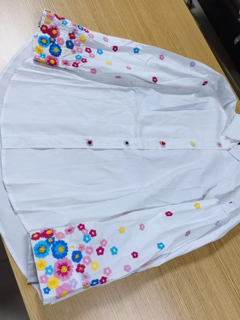 

Хлопковые свободные повседневные белые рубашки с настоящей фотовышивкой, блузки для женщин, весна 2021, однобортные топы с длинными рукавами, Blusas