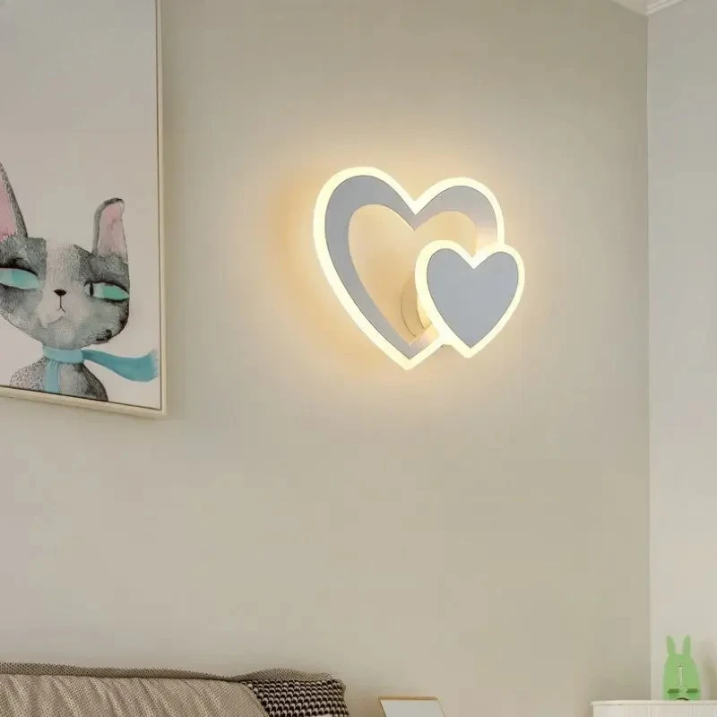 Modern Stylish Wall Lamp Heart-shaped LED Sconce Lights Living Room Bedside Corridor Hotel Art Home Decoration Lighting Fixture