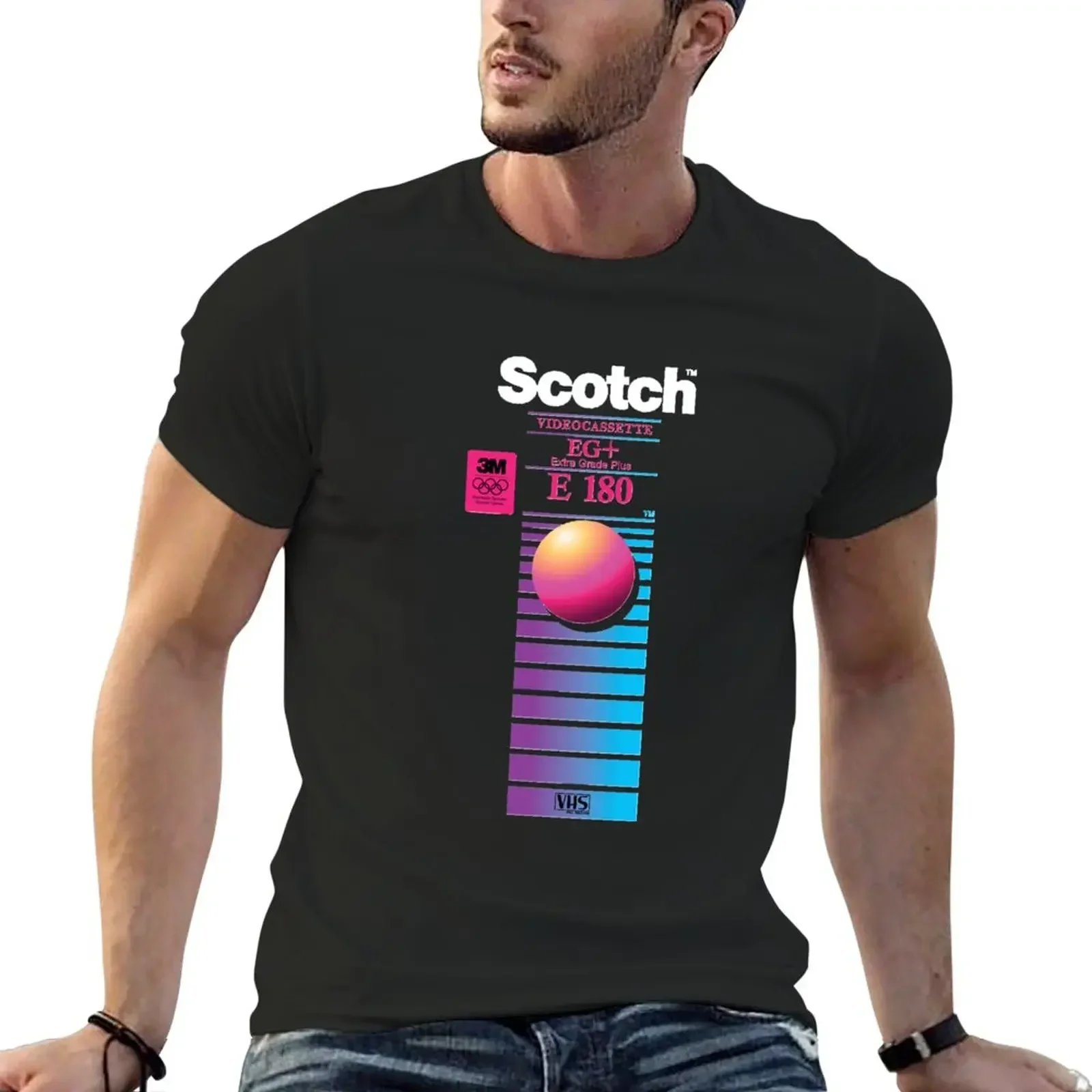 Vaporwave VHS Scotch E-180 EG+ T-Shirt plain Aesthetic clothing mens funny t shirts