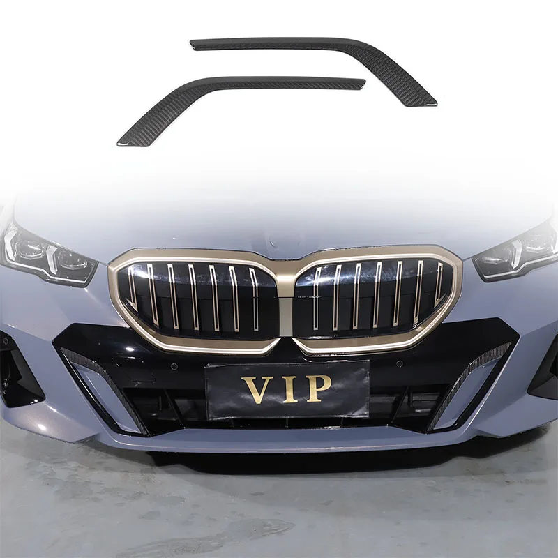 cheya Real Carbon Fiber Car Front Bumper Wolf Tooth Decorative Strip for BMW 5 Series I5 G60 2024+ Sports Version Accessories