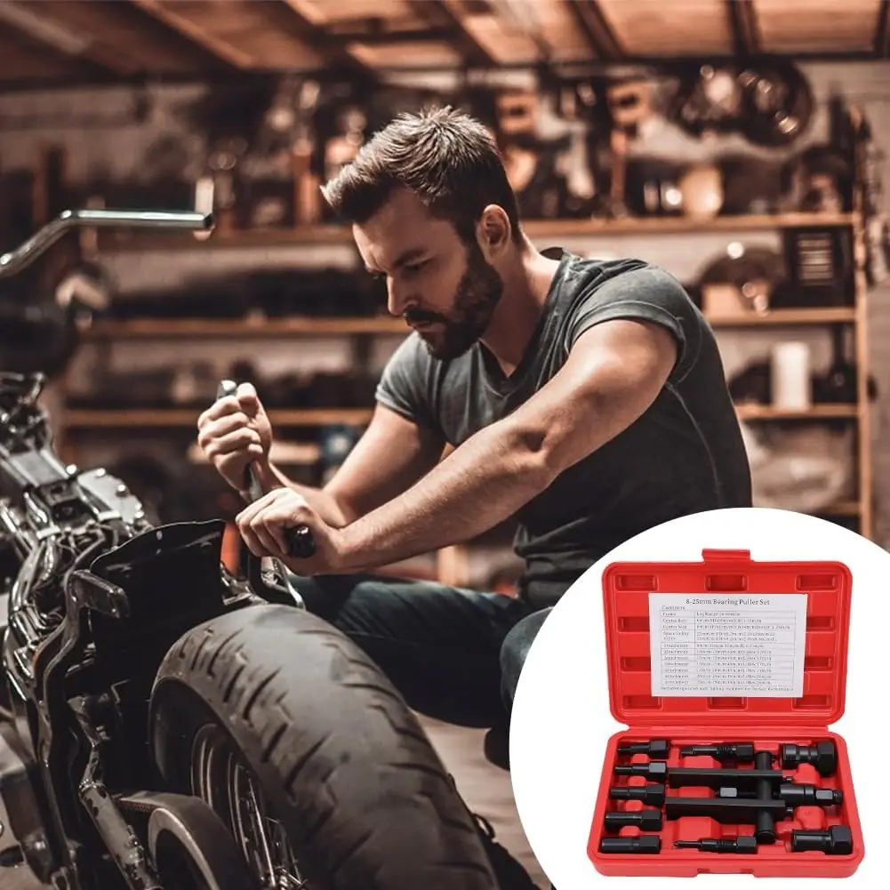 Motorcycle Internal Bearing Puller Set 8-25MM 10 Pieces Wheel Bearing Remover Tool Blind Hole and Inner Insert