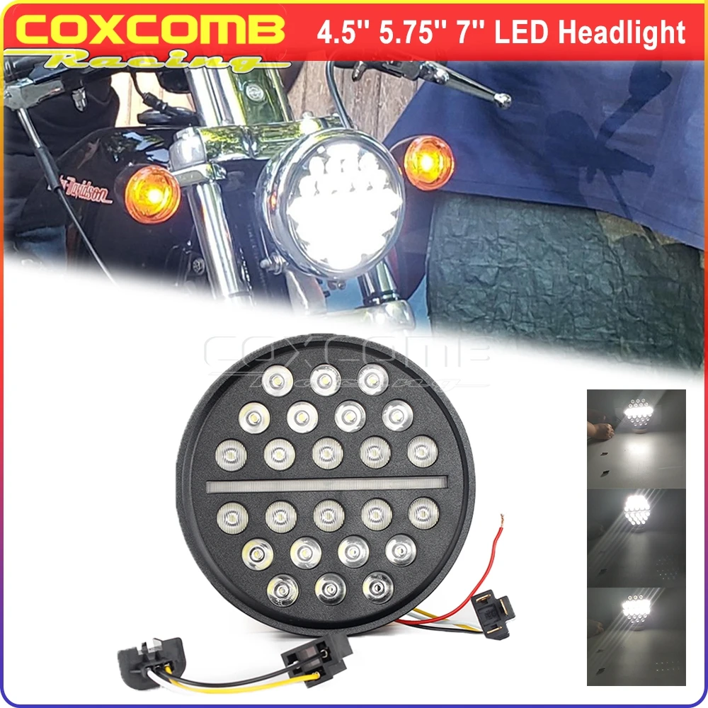 LED Head Light Front Fog Lamp H4 Headlamp For Harley Road King FLHRCI FLHRC FLHRSI FLHRS FLHRI FLHR Softail FLSTCI FLSTC FLST 7