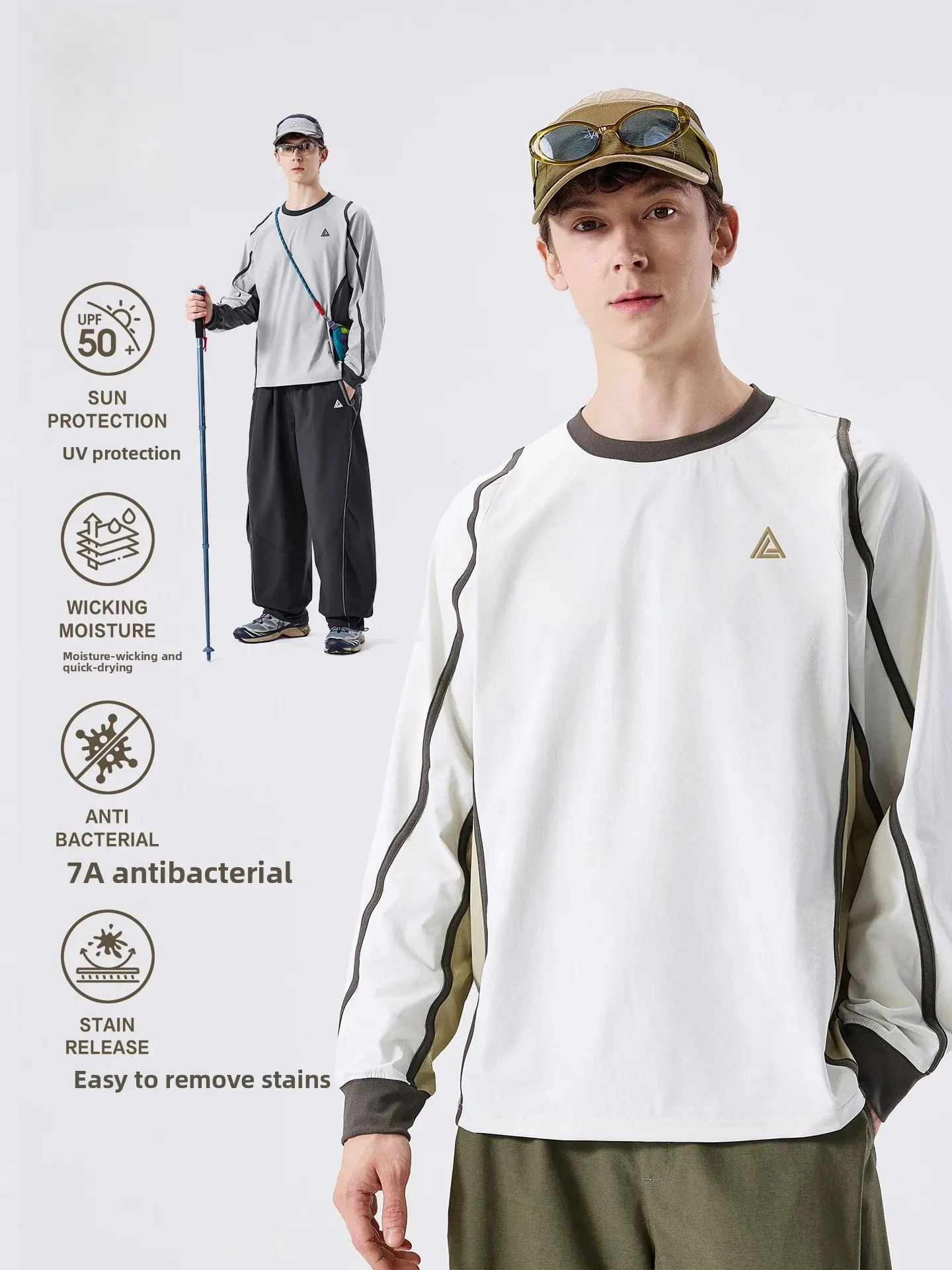 LAZY DAY Outdoor Climbing Hiking Long Sleeve T-Shirt Men's Sun Protection Quick Dry Moisture Wicking Outdoor Sports Top