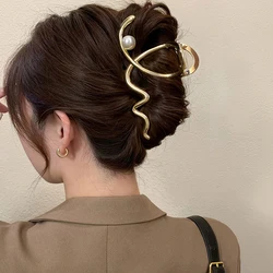 Metal Geometric Hair Claw Crab Hairpins Fashion Cross Hair Clips Barrettes Women Girls Korean Ponytail Clip Hair Accessories