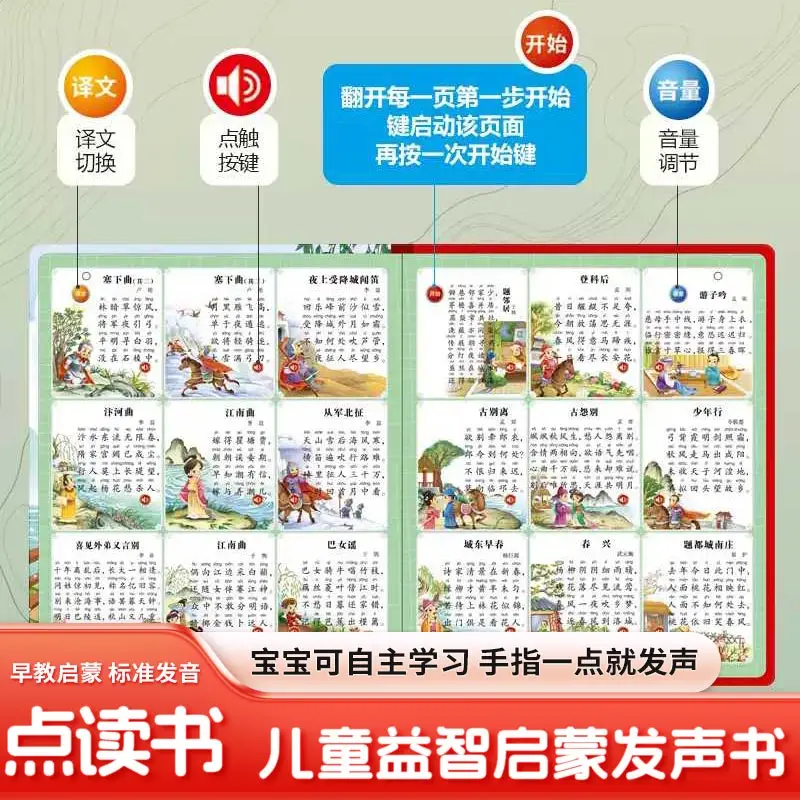 Cantonese English Chinese Sound Book, Interactive Finger Touch Read Book, Talking Singing Kids Story & Nursery Rhyme Book