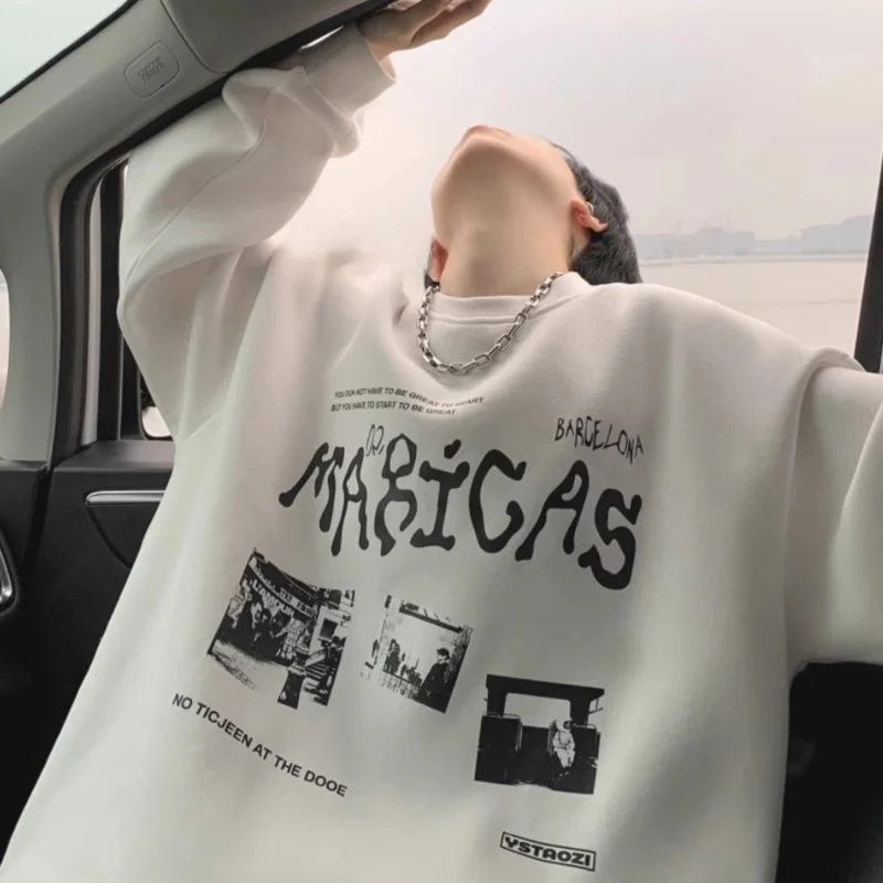 سويت شيرت American Sle ثقيل الوزن للرجال مقاس كبير 300 تصميم طباعة Pou Cound Ne Jaet للأولاد المراهقين