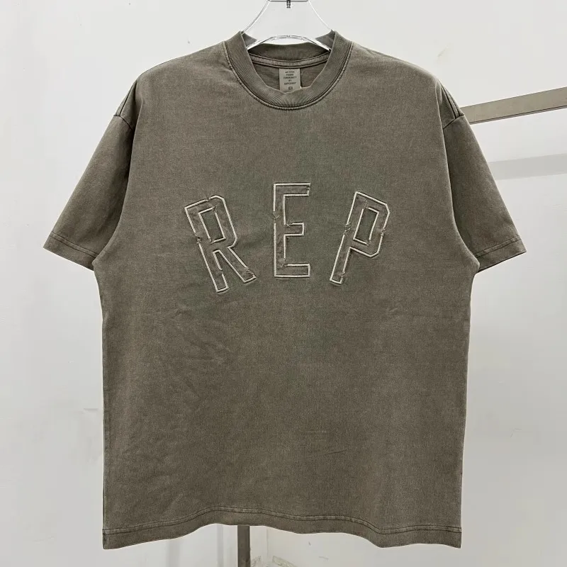 

REP letters worn out embroidery T Shirt Men Women Oversized T-shirt Top Tees