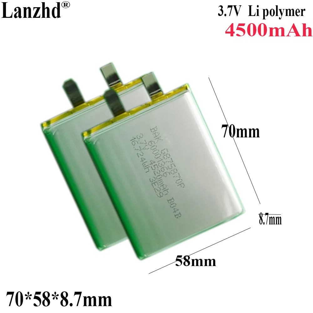 3.8V Li Polymer Batteries 4500mAh Soft package battery For Children's video teaching machine tablet  GPS 875870 70*58*8.7mm