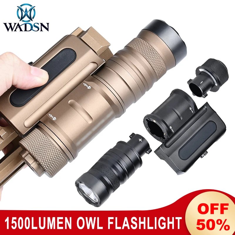 Wadsn Metal 1500lumens Bright Optimized Weapon Light OWL Hunting Tactical Flashlight ClouDefens Airsoft Scout Light 20mm Rail 