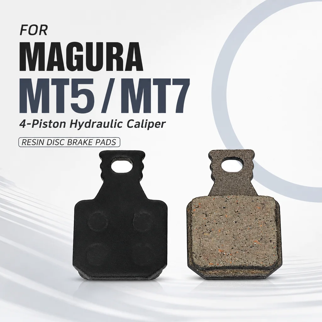 Resin Disc Brake Pads for Magura MT5 MT7 4-Piston Hydraulic Caliper Performance Rectangular Profile Set