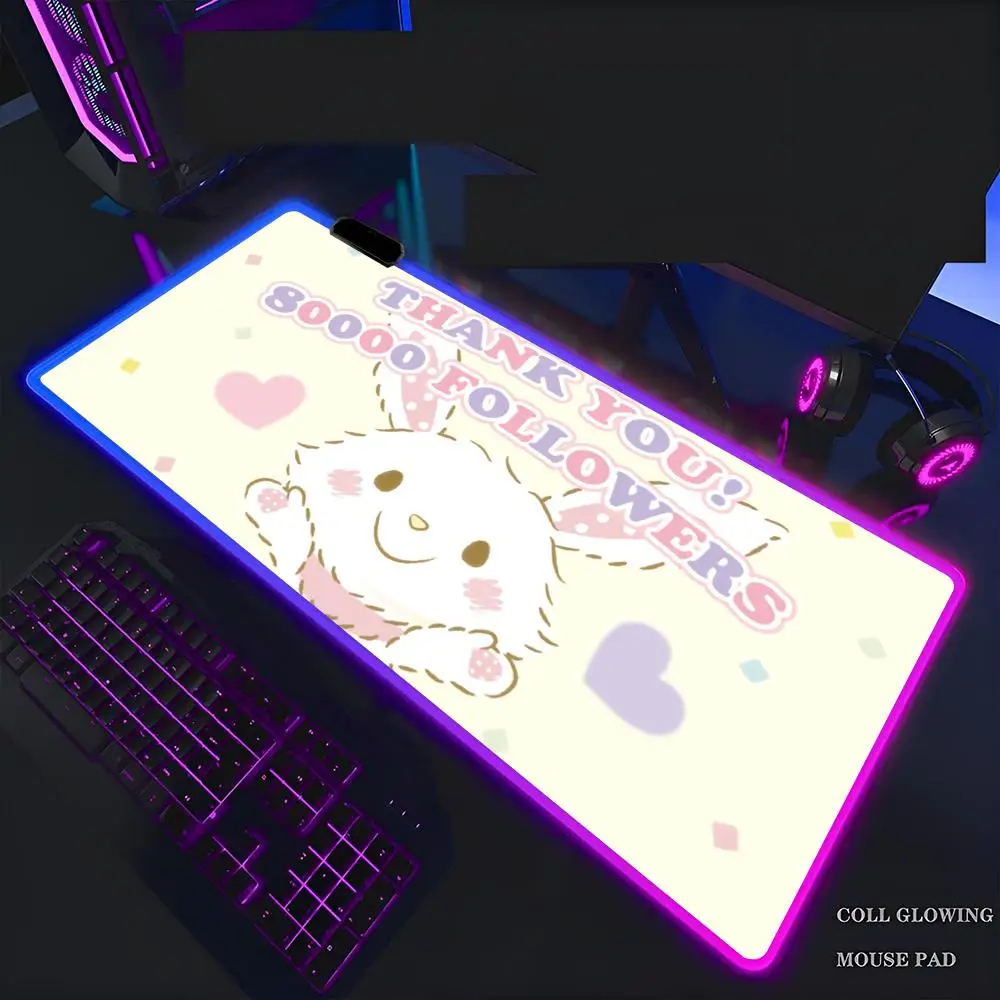 

S-Sanrio MINISO Mouse Pad Mousepad Rgb Mouse Pad Gaming Backlight Pc Accessories Gamer mouse pad Keyboard Backlit Mat Desk Protector Mats Xxl Large Anime