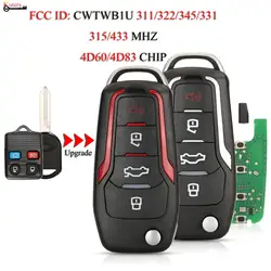 jingyuqin Upgrade Remote Smart Key For Ford Escape Explorer Focus Ranger Mustang Lincoln 315/433Mhz 4D60/4D63 Chip CWTWB1U345