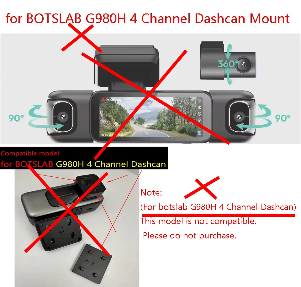for botslab dash cam G980H / G980H PRO / 980h set Mount ( NO G980H 4-channel ) Mount