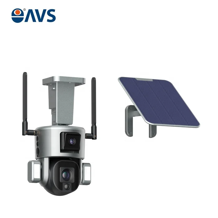 جديد 4MP 4G 4K HD 10K التكبير اللاسلكية في الهواء الطلق تعمل بالطاقة الشمسية الأمن IP المسار البشري 8MP عدسة مزدوجة CCTV 4G كاميرا PTZ الشمسية