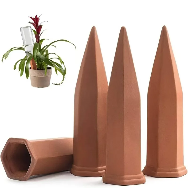 3PCS Plants Irrigation Clay Stakes Automatic Watering Plants Indoor/Outdoor Automatic Irrigation Assist Crop Growth Moisten Soil