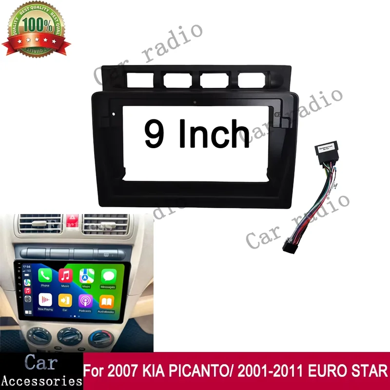CRM 9 Inch For 2007 KIA PICANTO/ 2001-2011 Frame EURO STAR Car Radio Android Stereo Player Head Unit Fascia Dash Board Cover