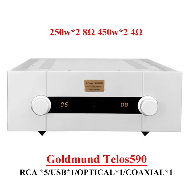 250w*2 Replica Goldmund Telos590 Power Amplifier High Power Usb Fiber Coaxial RCA Input HIFI Amp High-end Stereo Amplifier Audio