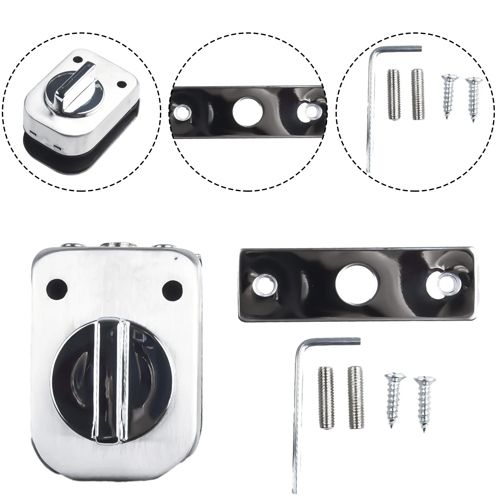 1set Glass Door Lock Glass Display Cabinet Locks Bathroom Balcony Latch  No Need Drilling Easy To Install Home Tool