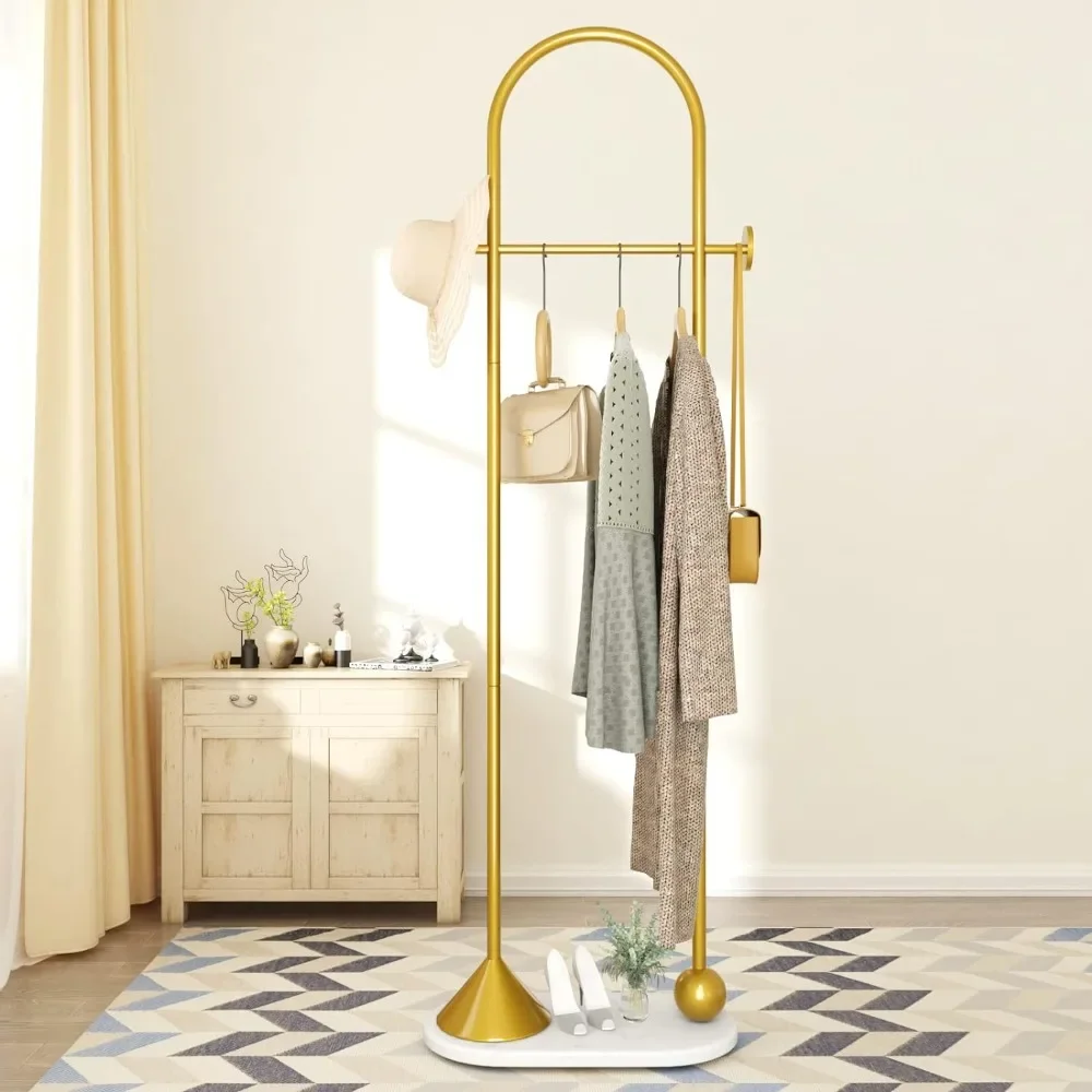 Metal Gold Coat Rack, Freestanding Entryway Stand, Hat Coat Hanger, Small Clothing Rack, Modern