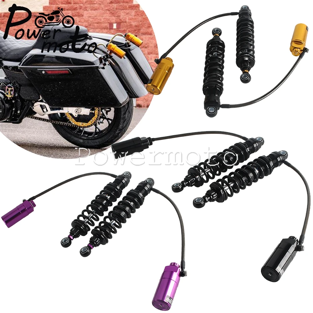 لدراجة نارية Harley Touring Ultra Classic Road King Street Glide قابلة للتعديل زنبركية هيدروليكية للتعليق الخلفي في مركز الصدمات الهوائية #3