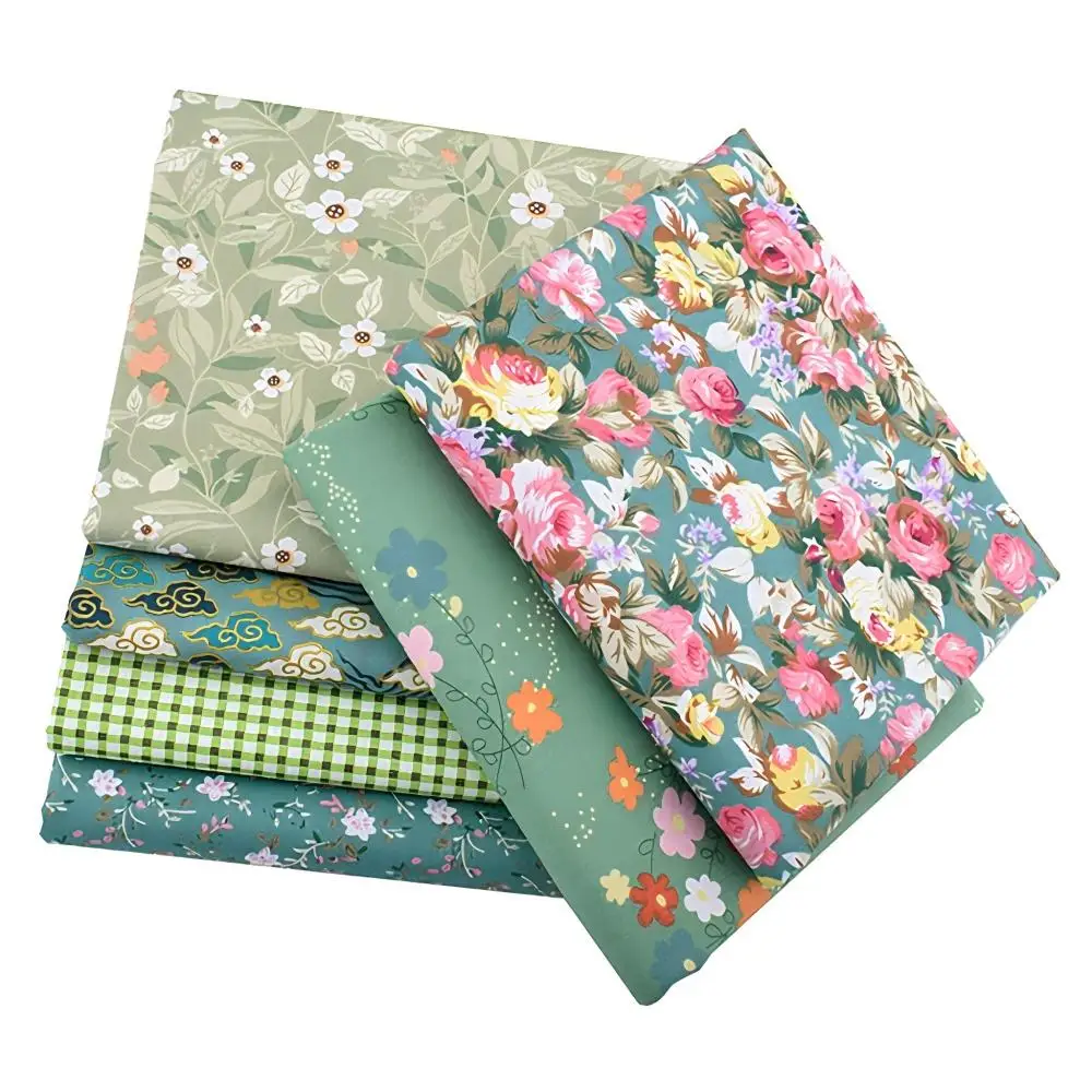 Chainho,Printed Twill Weave Cotton Fabric,Patchwork Cloth,DIY Sewing Quilting Material,Green Floral Series,3 Specification,P2C61